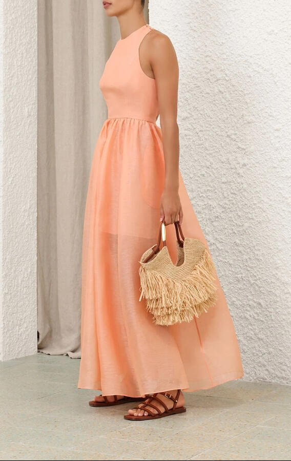 ZIMMERMANN Incarnation Racerback Midi Dress Peach M