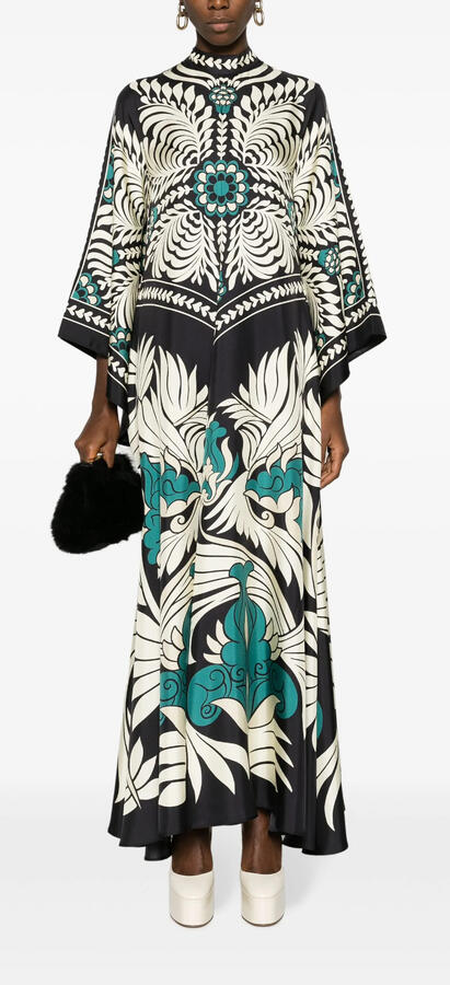 LA DOUBLE J Magnifico Dress Mix Tiles Placée Black in Silk Twill XXL